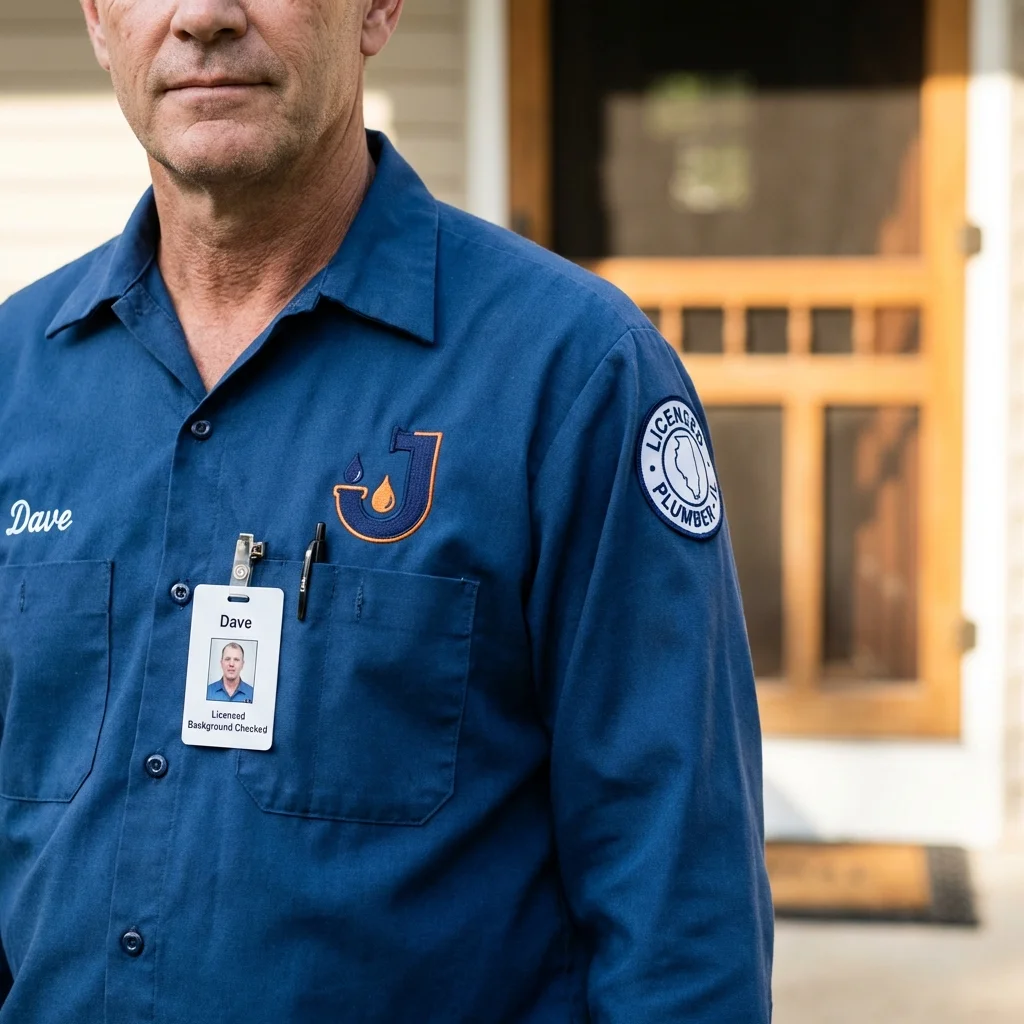 Licensed plumber showing ID badge in Sugarcreek, OH