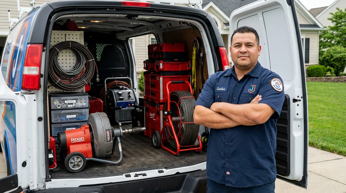 Professional drain cleaning equipment and Johns Plumbing LLC plumber in Sugarcreek