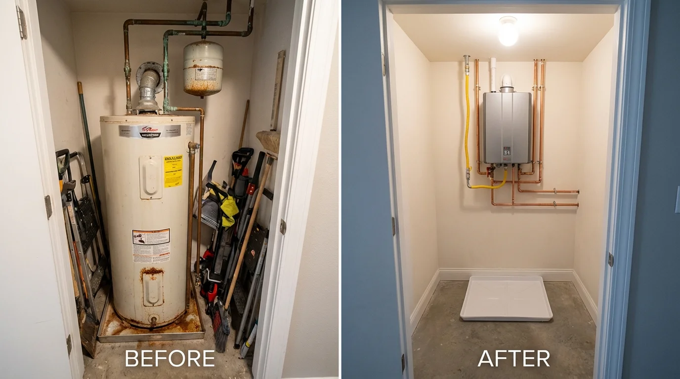 Tank water heater versus wall-mounted tankless unit comparison for Sugarcreek, OH homeowners