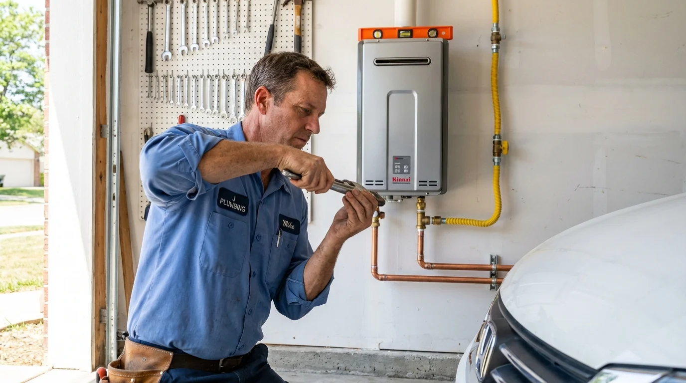 Tankless water heater installation by a Johns Plumbing LLC plumber in Sugarcreek
